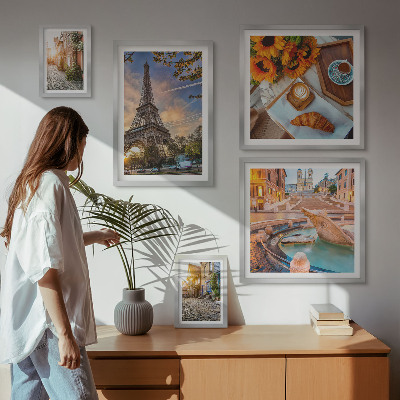Dekorációs kép készlet nappaliba A kávézó hangulatos panorámája