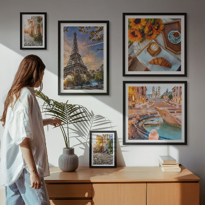 Dekorációs kép készlet nappaliba A kávézó hangulatos panorámája