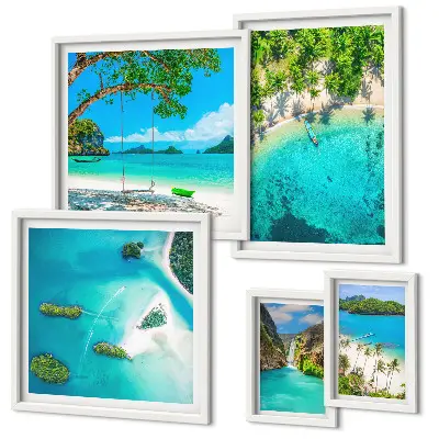 Prémium keretezett falikép válogatás trópusi strandok és paradicsomi vizek mintával