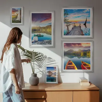 Képkészlet nappaliba tájak, vízesések és tavak motívummal