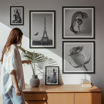 Képkészlet nappaliba Stílusos fekete-fehér Párizs