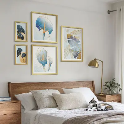 Dekorációs képkészlet modern növényi motívumokkal nappaliba