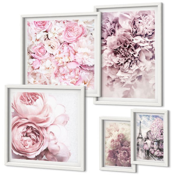 Dekorációs kép készlet nappaliba Vintage virágdíszek