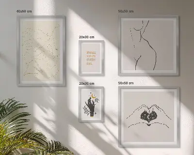 Képszett nappaliba minimalista természeti motívumokkal