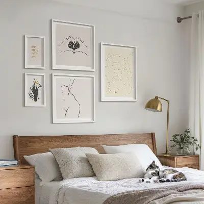 Képszett nappaliba minimalista természeti motívumokkal