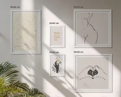 Képszett nappaliba minimalista természeti motívumokkal