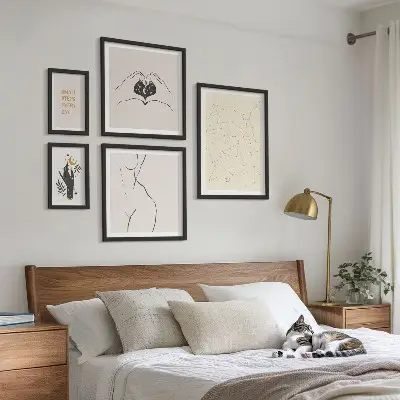 Képszett nappaliba minimalista természeti motívumokkal