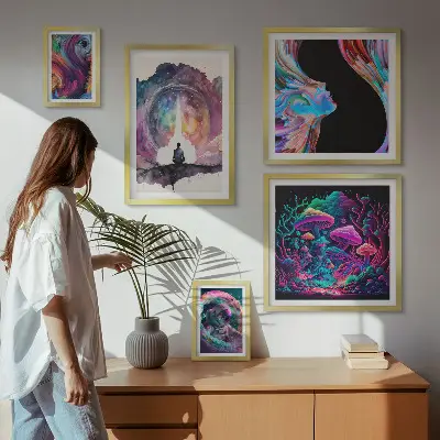 Képkészlet nappaliba szürrealista kozmikus inspirációk