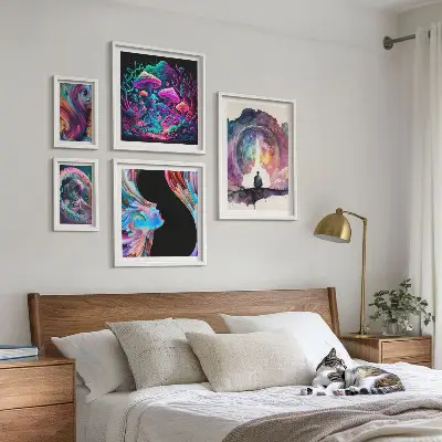 Képkészlet nappaliba szürrealista kozmikus inspirációk