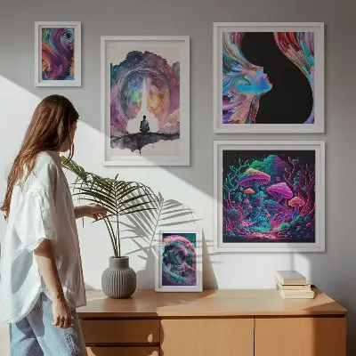 Képkészlet nappaliba szürrealista kozmikus inspirációk