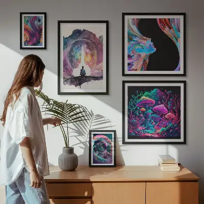 Képkészlet nappaliba szürrealista kozmikus inspirációk