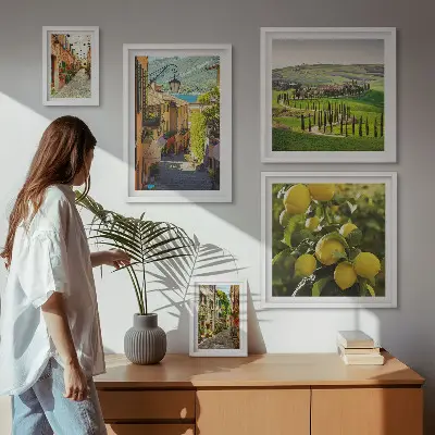 Képkészlet nappaliba olaszországi bájos utcák tájképeivel