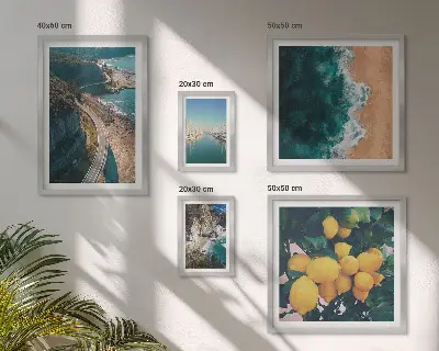 Dekorációs képkészlet nappaliba citrusos tengerparti táj mintával