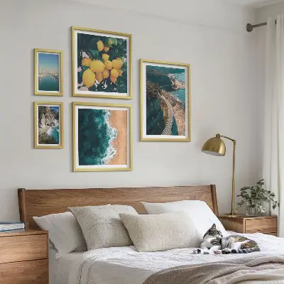 Dekorációs képkészlet nappaliba citrusos tengerparti táj mintával