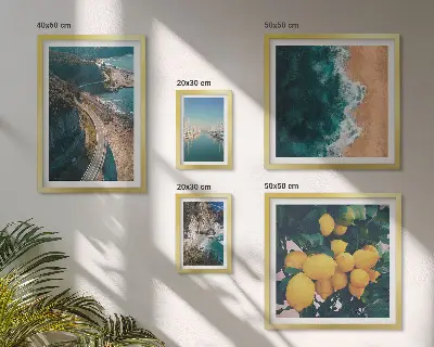 Dekorációs képkészlet nappaliba citrusos tengerparti táj mintával