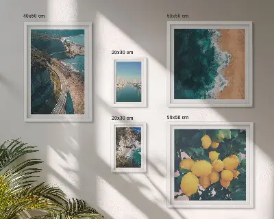 Dekorációs képkészlet nappaliba citrusos tengerparti táj mintával