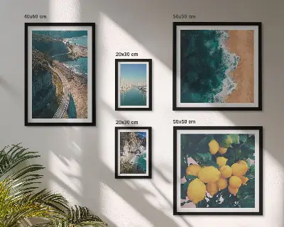 Dekorációs képkészlet nappaliba citrusos tengerparti táj mintával