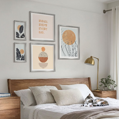 Képkészlet nappaliba Stílusos növényi grafikák szlogenek