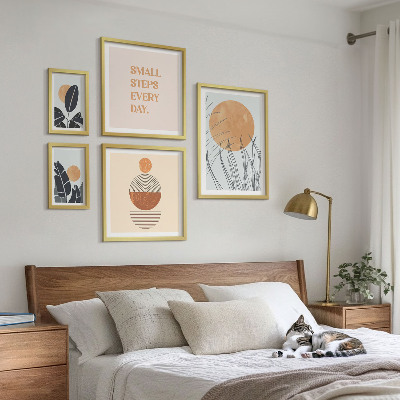 Képkészlet nappaliba Stílusos növényi grafikák szlogenek