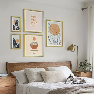 Képkészlet nappaliba stílusos növényi grafikák szlogenekkel