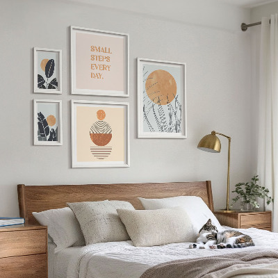 Képkészlet nappaliba Stílusos növényi grafikák szlogenek