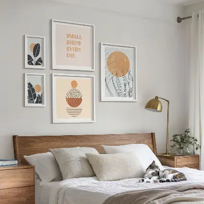 Képkészlet nappaliba stílusos növényi grafikák szlogenekkel