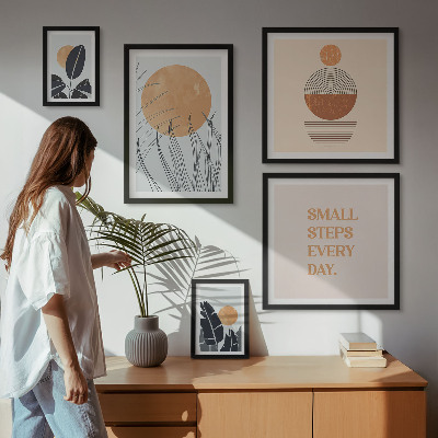 Képkészlet nappaliba Stílusos növényi grafikák szlogenek