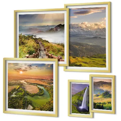 Hegyi tájak és vízesések prémium keretezett képek