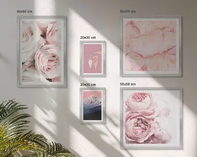 Dekorációs kép készlet nappaliba elegáns rózsaszín virágos mintával