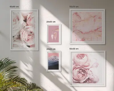 Dekorációs kép készlet nappaliba elegáns rózsaszín virágos mintával