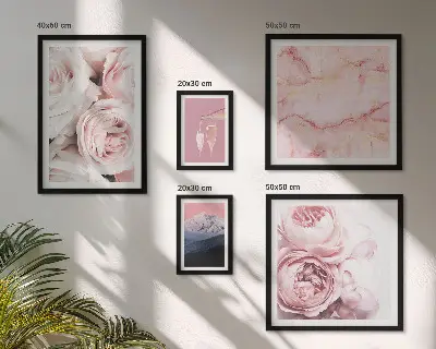 Dekorációs kép készlet nappaliba elegáns rózsaszín virágos mintával