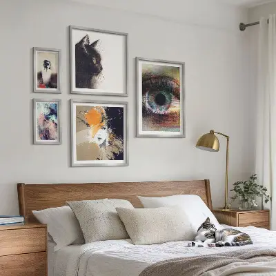 Dekorációs képkészlet nappaliba modern absztrakt portrékkal