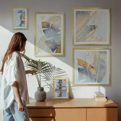 Dekorációs képkészlet nappaliba modern növényi motívumokkal