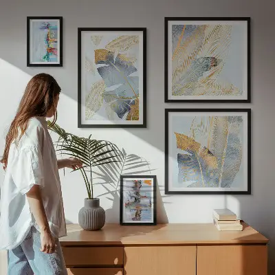 Dekorációs képkészlet nappaliba modern növényi motívumokkal