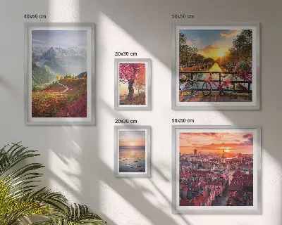 Hegyvidéki városi panoráma falikép prémium keretezett kivitelben