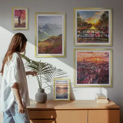 Hegyvidéki városi panoráma falikép prémium keretezett kivitelben