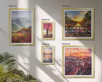 Hegyvidéki városi panoráma falikép prémium keretezett kivitelben