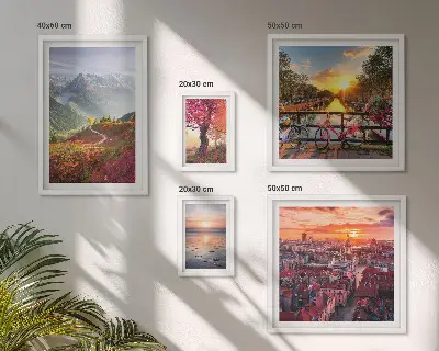 Hegyvidéki városi panoráma falikép prémium keretezett kivitelben