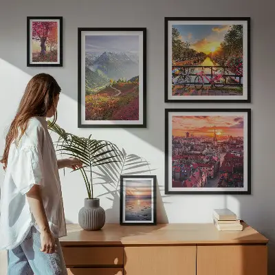 Hegyvidéki városi panoráma falikép prémium keretezett kivitelben