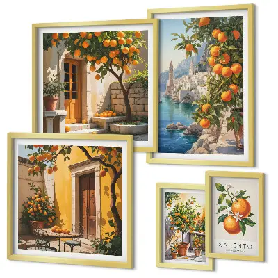 Dekorációs képkészlet hangulatos gyümölcs kilátással nappaliba