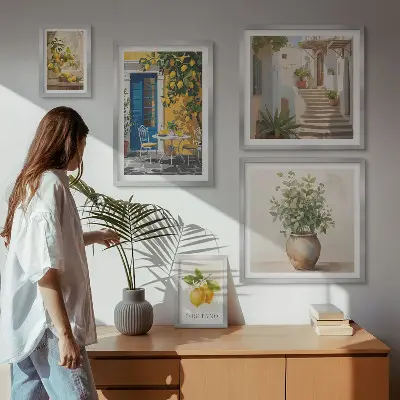 Képkészlet nappaliba citrusos stílusú inspirációkkal
