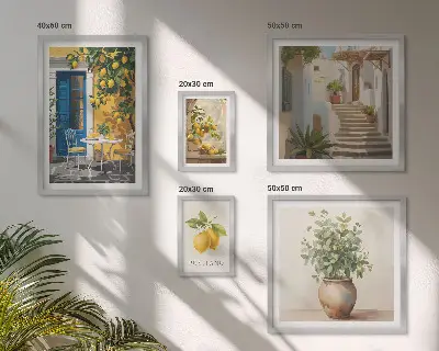 Képkészlet nappaliba citrusos stílusú inspirációkkal
