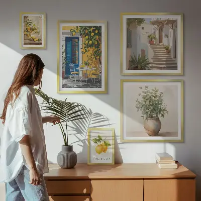 Képkészlet nappaliba citrusos stílusú inspirációkkal