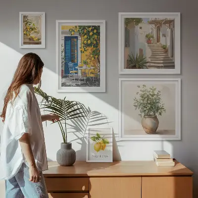 Képkészlet nappaliba citrusos stílusú inspirációkkal