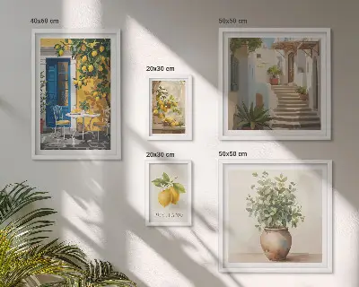 Képkészlet nappaliba citrusos stílusú inspirációkkal