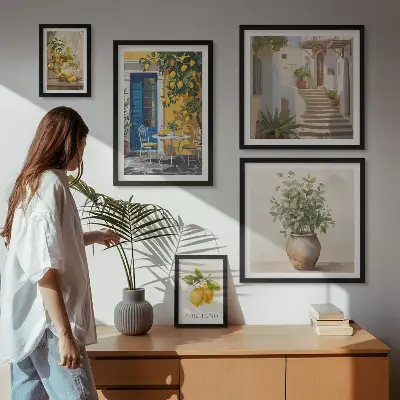 Képkészlet nappaliba citrusos stílusú inspirációkkal