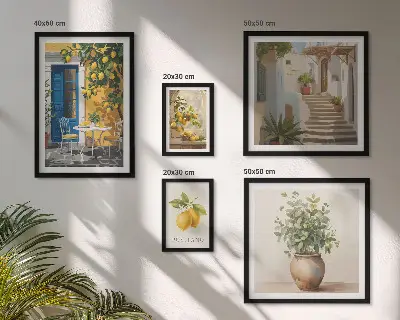 Képkészlet nappaliba citrusos stílusú inspirációkkal