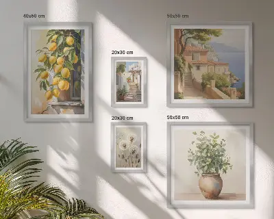 Képkészlet nappaliba mediterrán stílusú citrusos mintákkal
