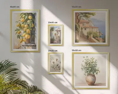 Képkészlet nappaliba mediterrán stílusú citrusos mintákkal