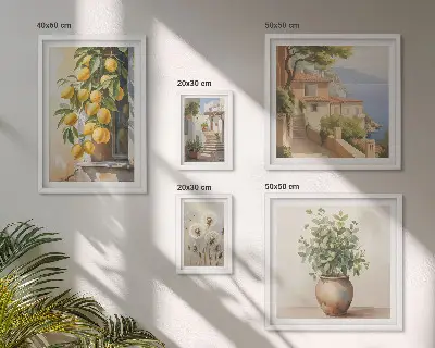 Képkészlet nappaliba mediterrán stílusú citrusos mintákkal